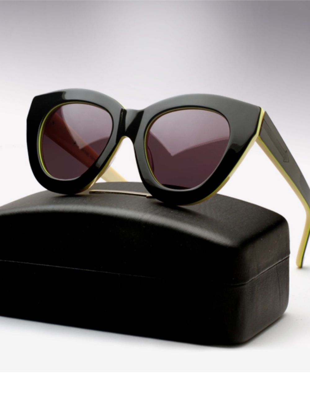 Karen Walker Anytime Sunglasses in Black and Fluro Yellow